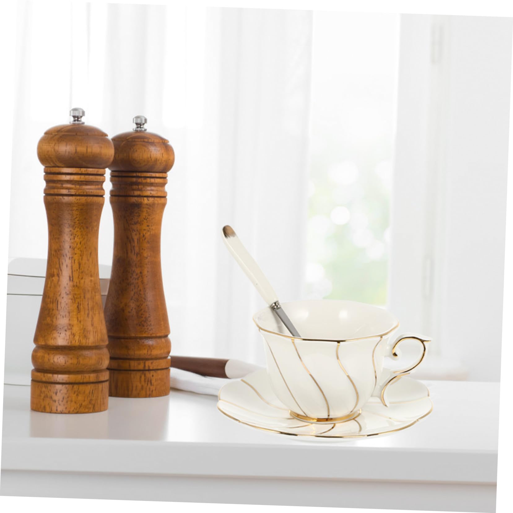 Kaffeetassen Satz Keramik mit Untertassen Weiß Großes Fassungsvermögen Elegantes Geschirr für Kaffee und Tee