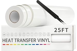 Cricut Vinyl Iron On White 12" x 25ft HTV Vinyl Roll for Shirts and Silhouette