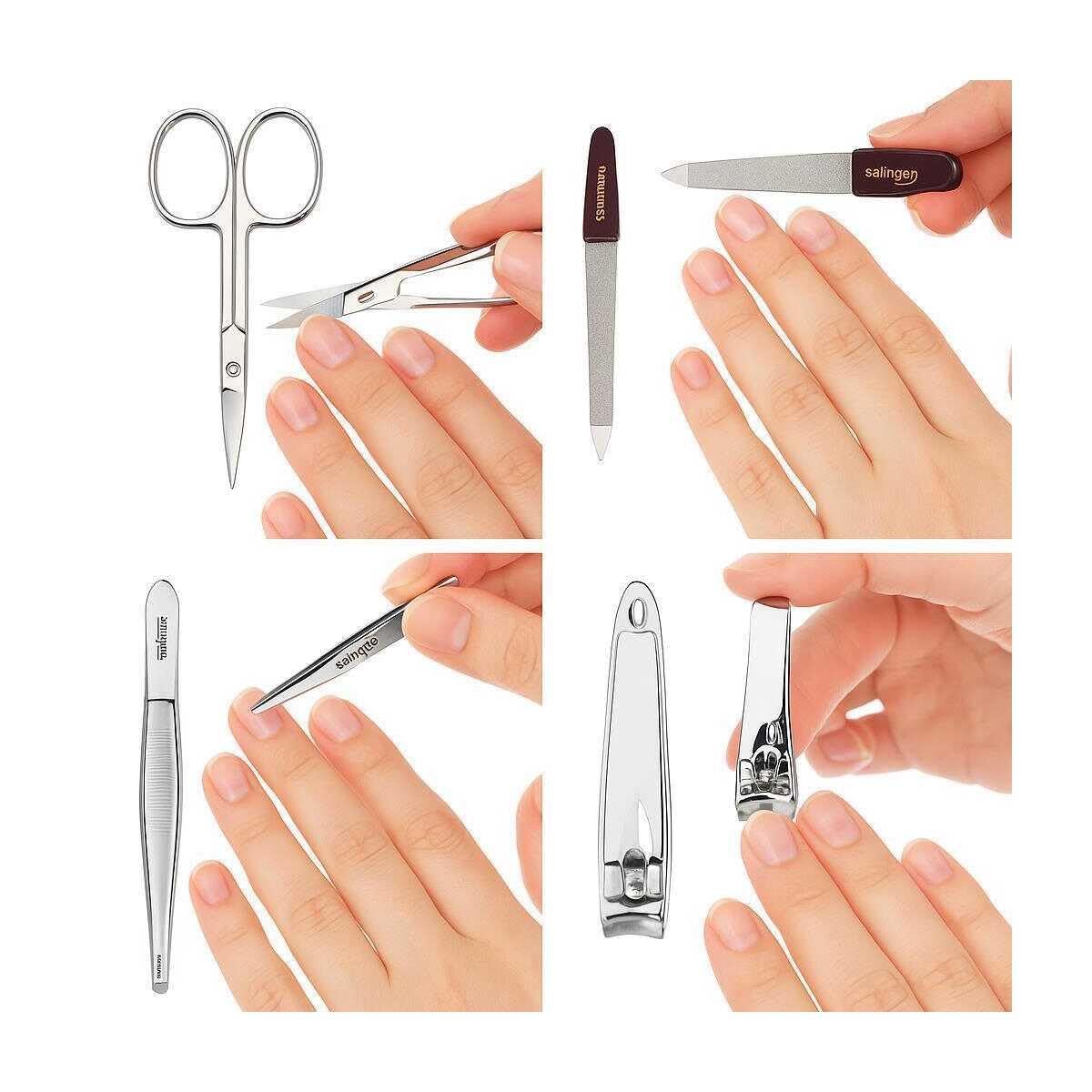 12teiliges Solingen* Maniküre Set mit Leder-Etui Nagelpflege Schwarz