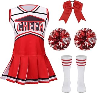 Cheerleader Costume for Girls Cheerleading Kids Dress up Halloween Cute Uniform High School Cheer Leader Outfit - Buy now