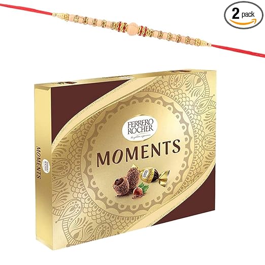 Astonished Retail Ferrero Rocher Moments Chocolate Hamper|Sandalwood Rakhi Chocolate for Brother|Rakhi Chocolate Hamper|Roli, Chawal, Chandan, Misri|301,200 Grams