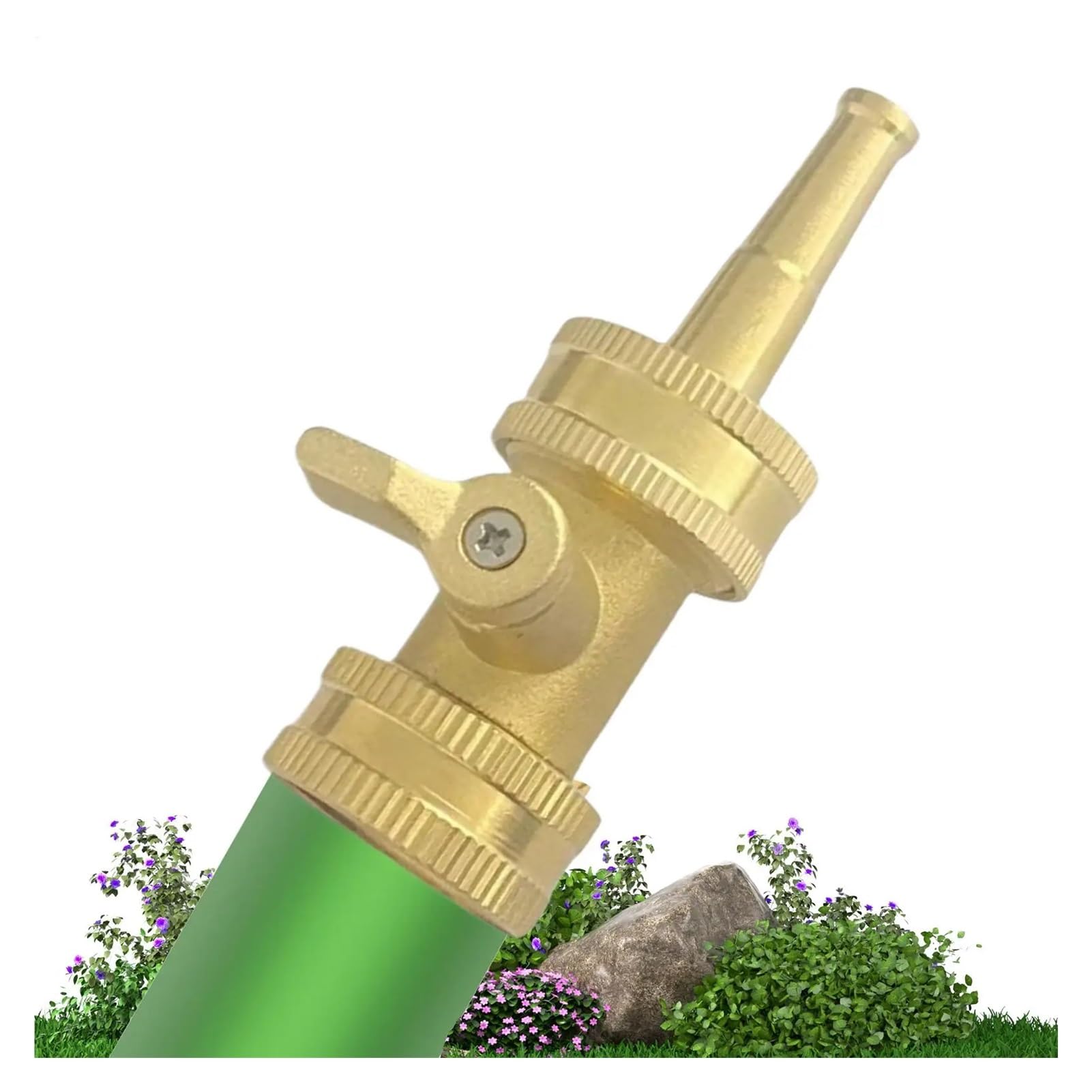 Lot de 2 raccords de tuyau d'arrosage en laiton avec valve – Pulvérisateur haute pression pour tuyau d'arrosage