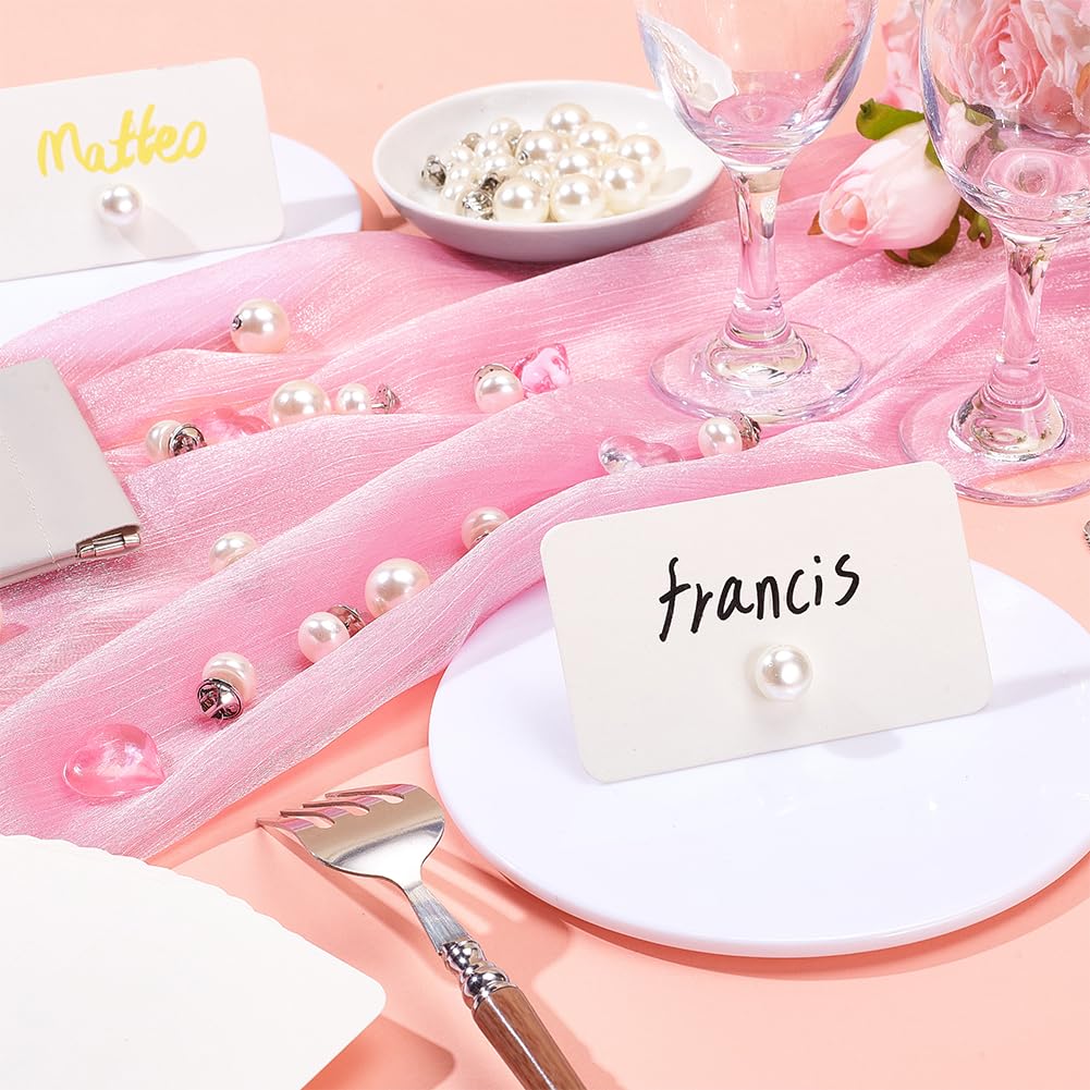 OLYCRAFT 50 Set Dekorative Perlen Platzkartenhalter Großpackung Perlen Kartenständer Set Tischkartenständer Mit Quadratischem PU Lederbeutel Für DIY Hochzeitstisch Namenskarten Einzelhandelsgeschäft