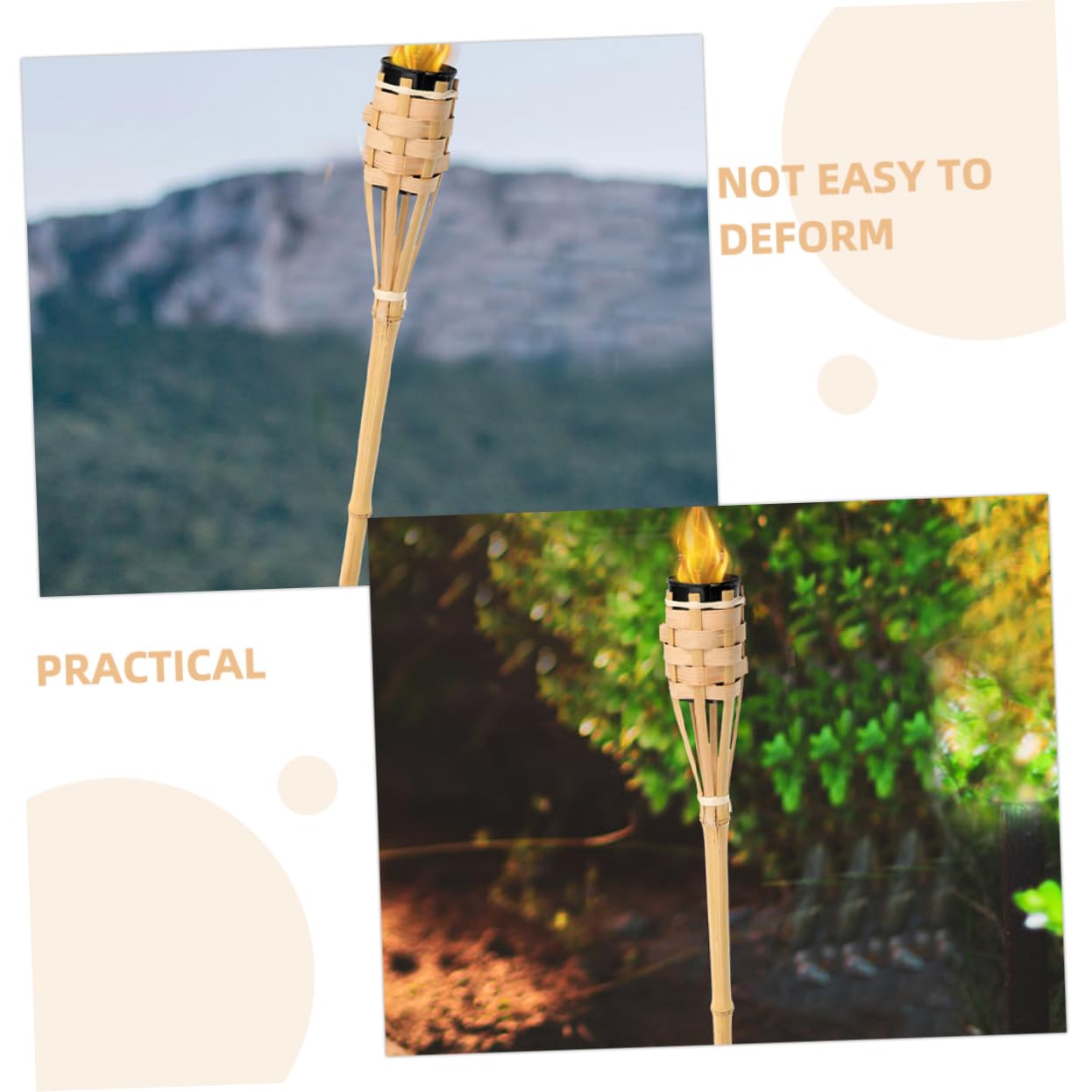 OSALADI Outdoor Bamboo Torch Decorative Fire Torch for Garden Party Layout Torch Easy Install Bamboo Material Warm Ambiance