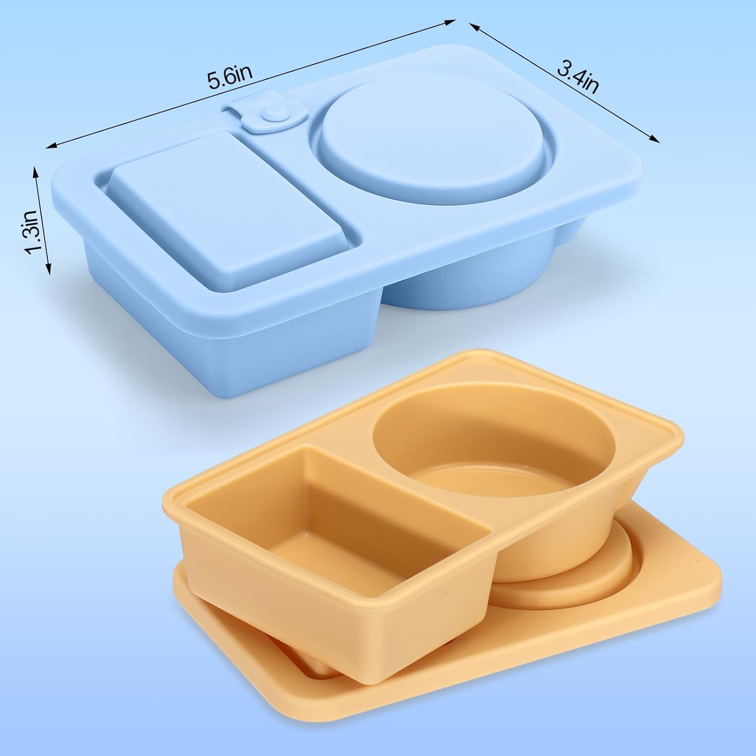 Wiederverwendbare Silikon-Snackbehälter Mit Deckel – 2 Stück, Doppelfach, Für Dressing, Soße, Gewürze
