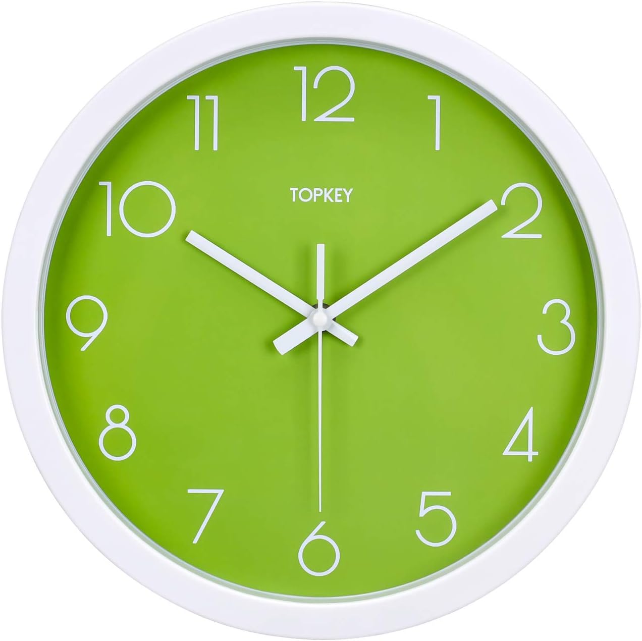 Topkey Wall Clock 12" Silent Non Ticking Decorative Modern Wall Clock for Living Room, Bedroom and Kitchen - Green