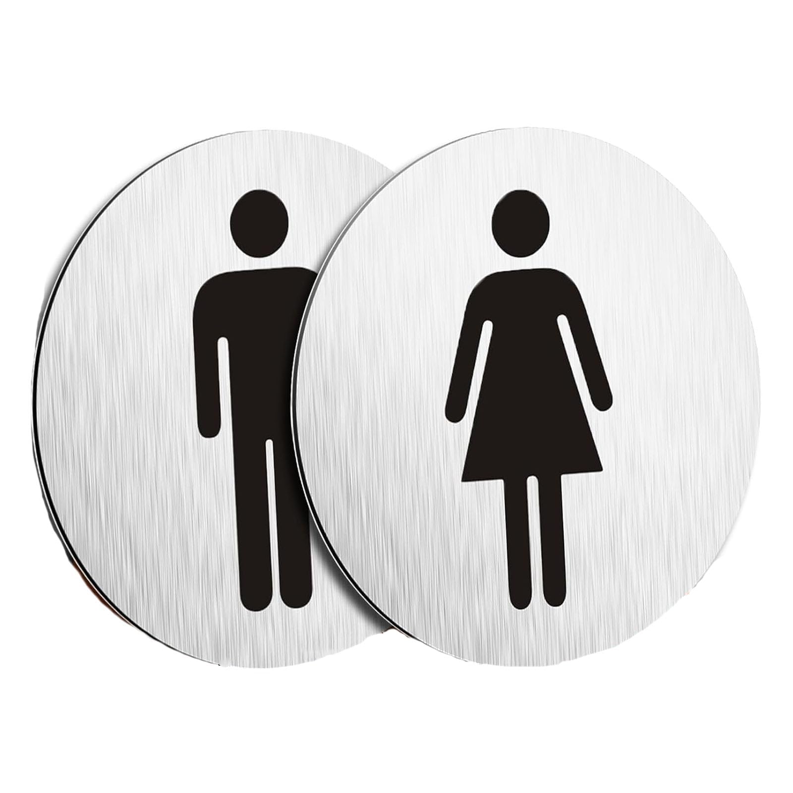 2 Pcs Stainless Steel Men's and Women's Toilet Sign, 100mm×100mm (3.93''×3.93'') Round Self-Adhesive Toilet Sign for Door