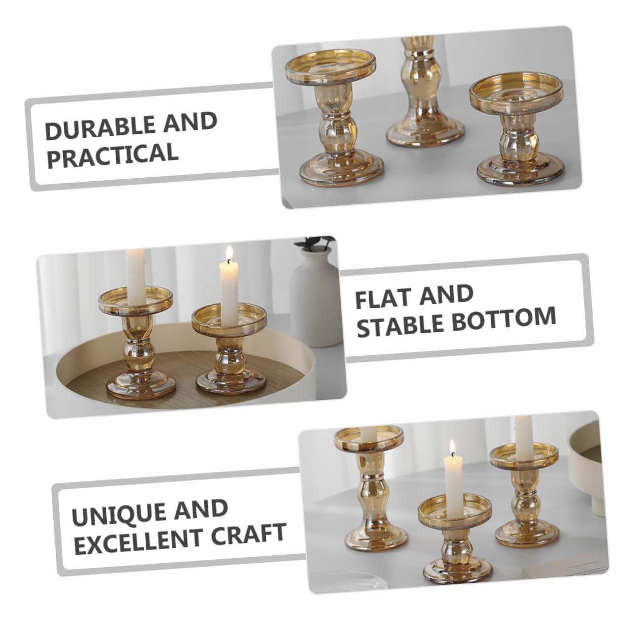 Ciieeo 3pezzi Portacandele Per Decorazione Tavolo Elegante Candelabro Per Atmosfera Calda e Accogliente Per Feste e Occasioni Speciali