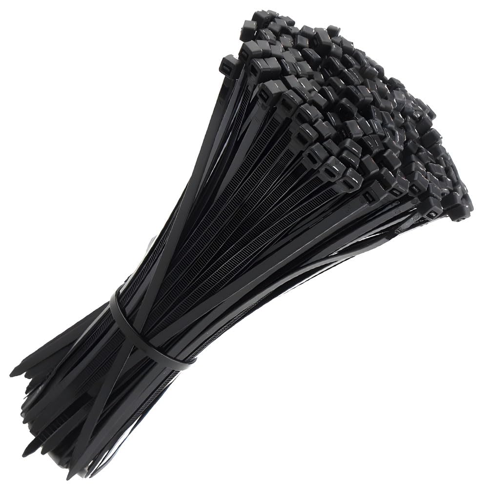 Black Plastic Cable Ties Adjustable Cable Straps Zip Ties Cable Ties Black Tie Wraps Heavy Duty Strong Nylon Premium Self Locking Long Zip Tie Wraps for Cable (Pack of 1) 3.6 * 300mm