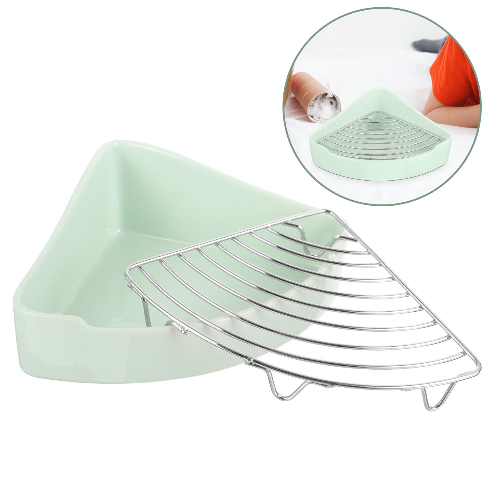 TOYANDONA Toilette Triangolare Resistente alle Macchie in Ceramica Smalto Interno ed Esterno per Piccoli Animali Come Porcellini D'india e Conigli per Uso Domestico