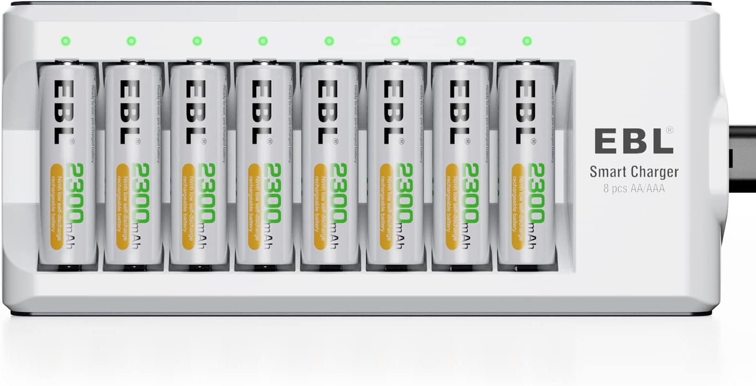 EBL 2300mAh NiMH AA Rechargeable Batteries (8 Pack) and C9042W