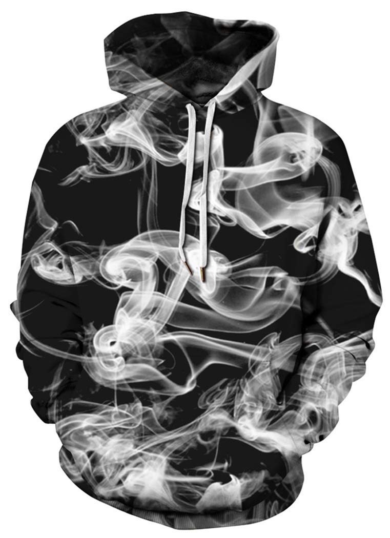 Unisex Digital Print Sweatshirts Hooded Top Smoke Pattern Hoodie