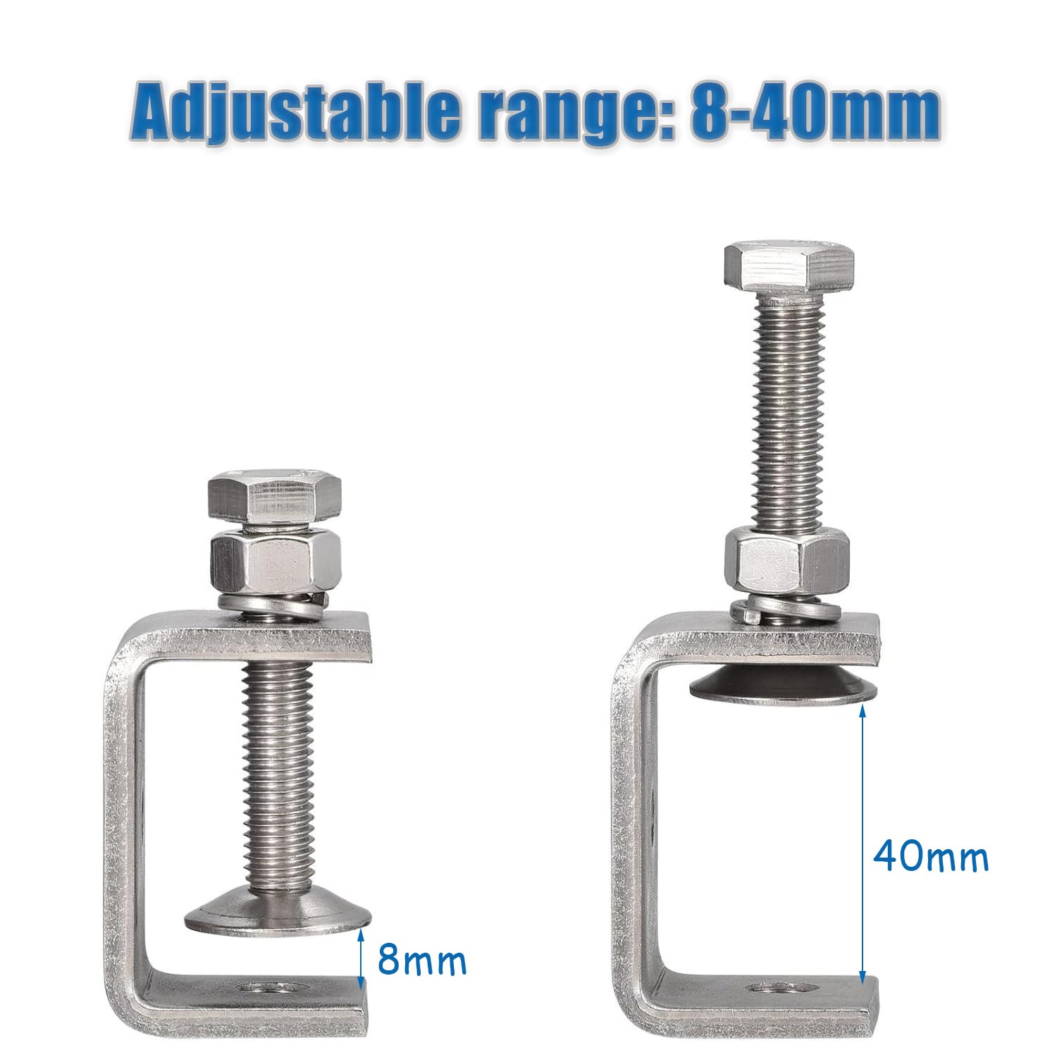 Cobenga 4 Pcs Stainless Steel Small C Clamp Set, 25-42 mm Heavy Duty Metal C-clamp - Image 3