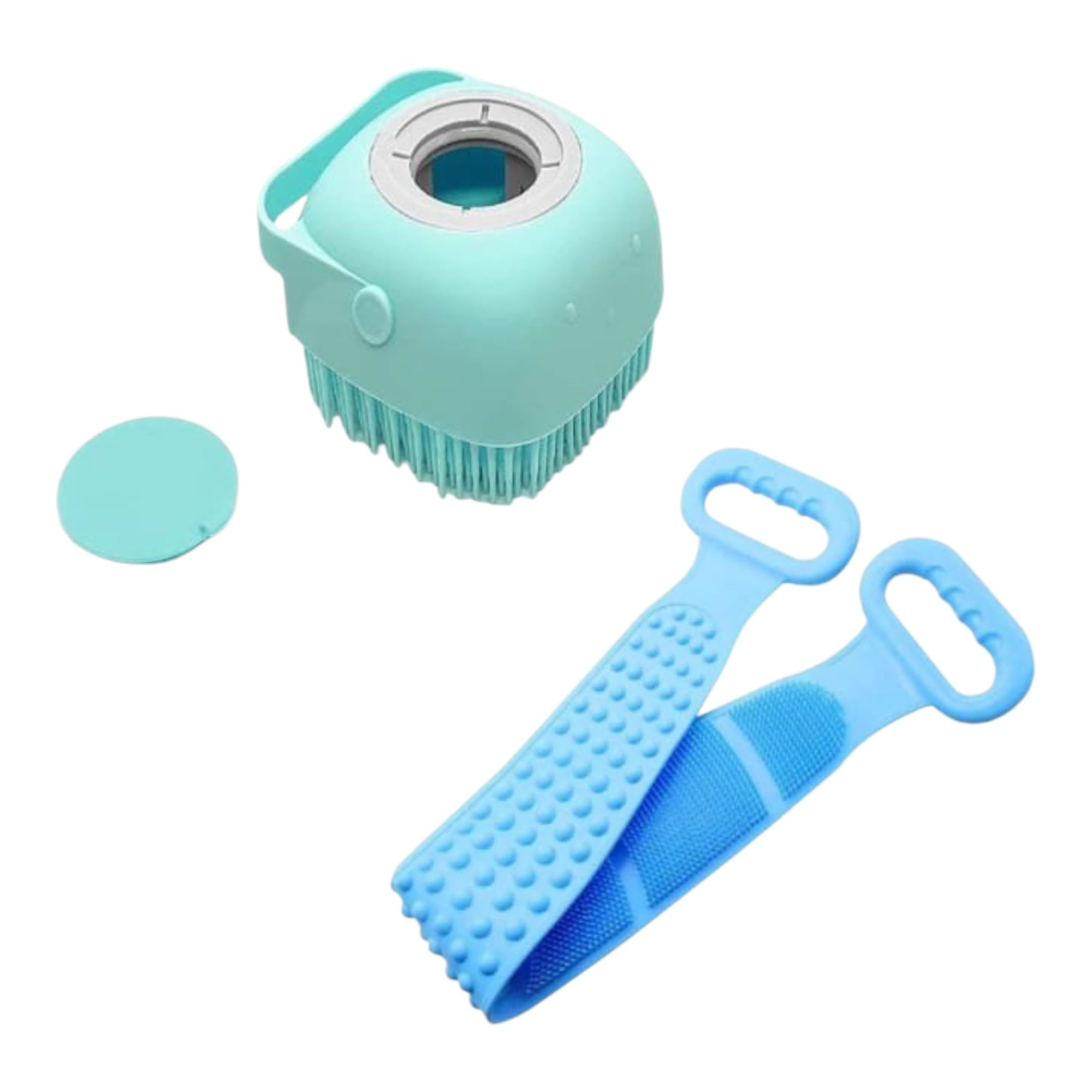 2-in-1 Silicone Bath Set – Soft Body Shower Brush with Soap Dispenser & Exfoliating Back Scrubber Belt for Deep Cleaning, Massage & Spa-Like Experience (Multi Colour)-image-22