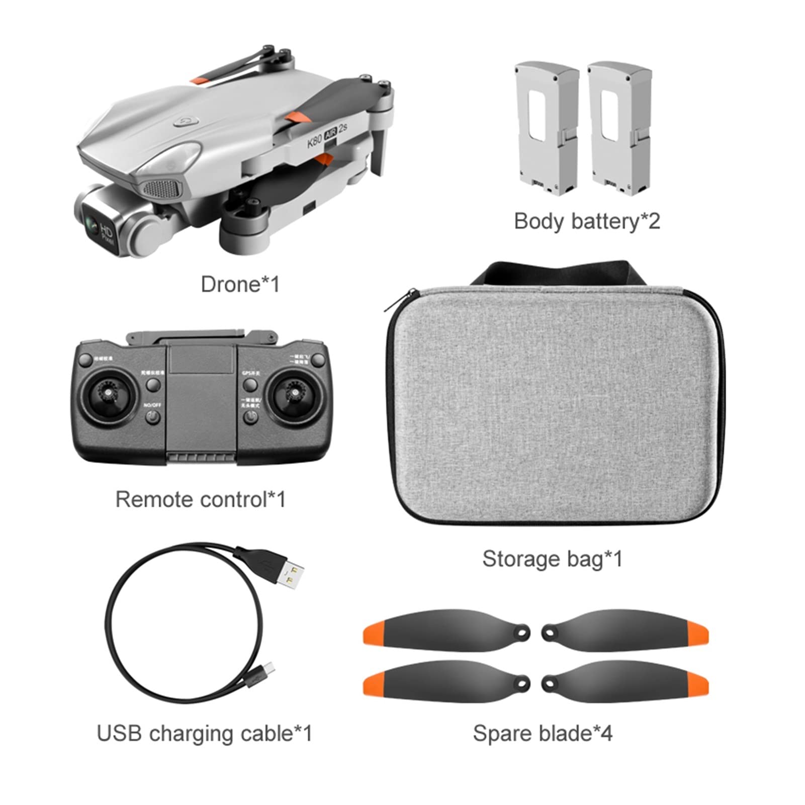 K80 Air 2s 4K Drone Profesjonalna kamera HD EIS Anti-shake 28 minut Bezszczotkowy silnik Składany quadkopter Prezenty Zabawki (Kolor: torba Air2s 4K EIS 2B)