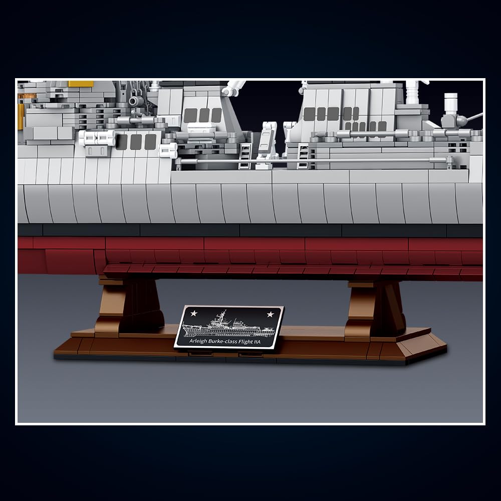 MISINI M7021 Arleigh Burke-Class - Juego de bloques de sujeción para destructores de 3601 piezas, modelo de buque de guerra USN, gran MOC para edificios de acorazados, juguetes de construcción de