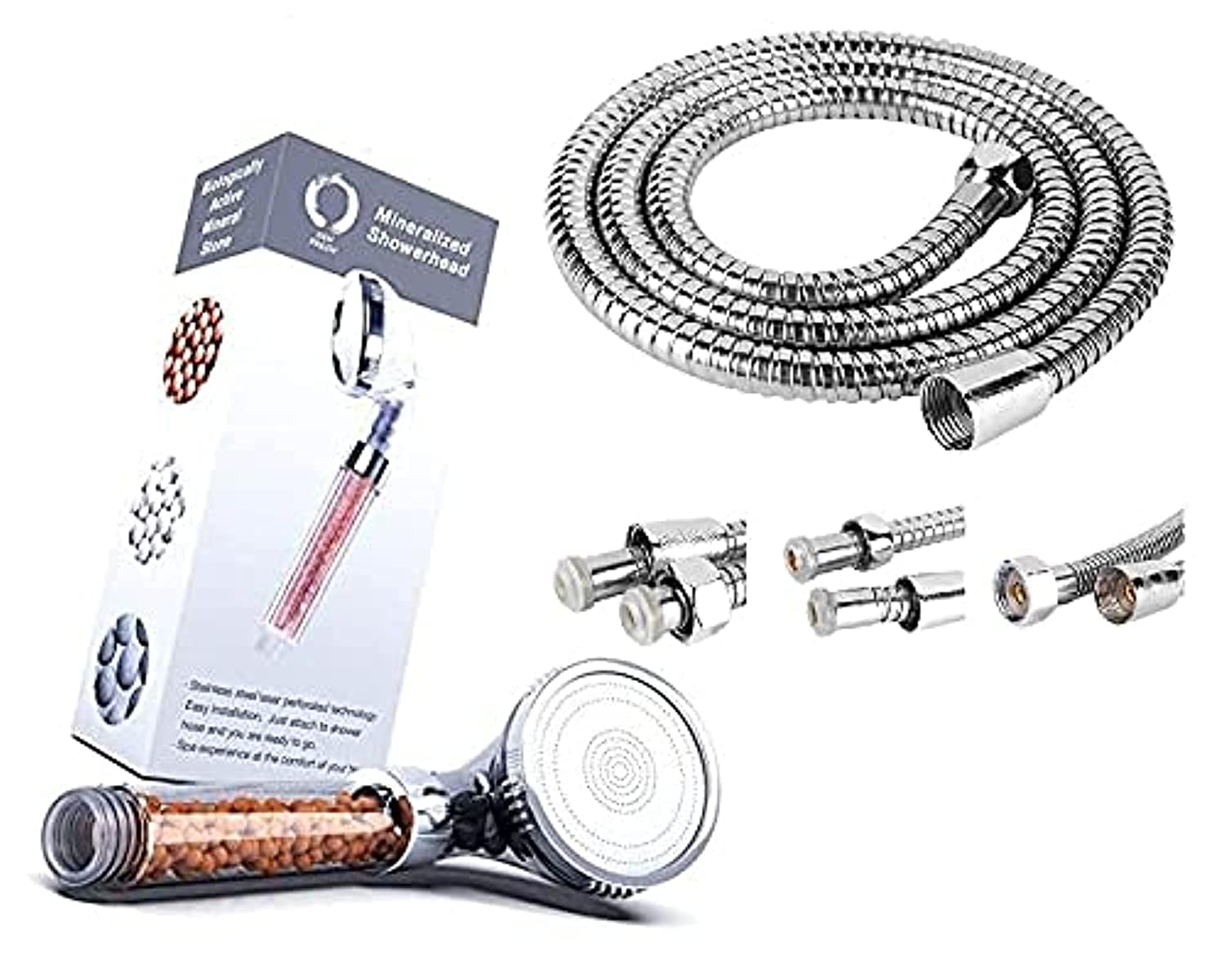 Puri Pro Shower Head with Hose, High Pressure & Water Saving Showerhead for Best Shower Experience, Anion Energy Ball Handheld Shower for Dry Hair & Skin SPA