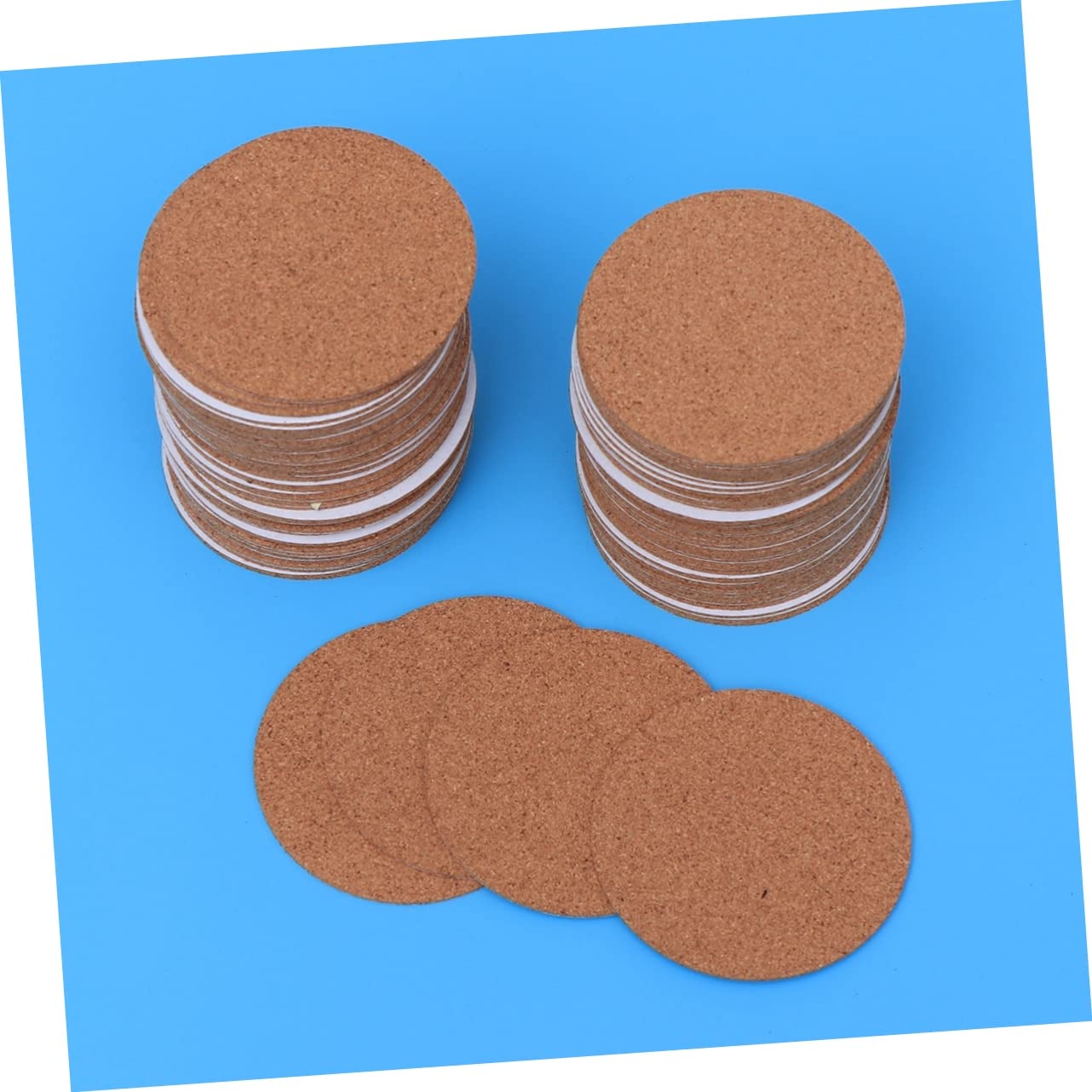 ABOOFAN Lot De 3 sous-Verres Ronds en Liège Isolants Autocollants Petits sous-Verres en Liège pour Décoration Intérieure 30 Pièces X 3