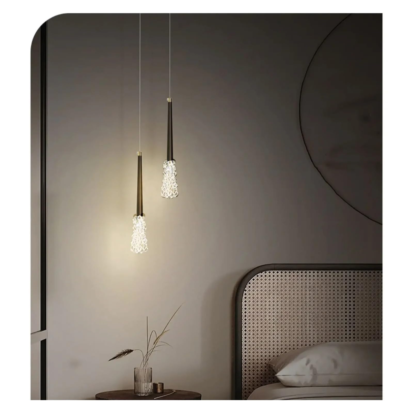 Olskfuh Onecolor Bedroom Bedside Crystal Chandelier Modern Luxury Restaurant Living Room Background Wall Simple Creative Copper Lighting,-2 Head