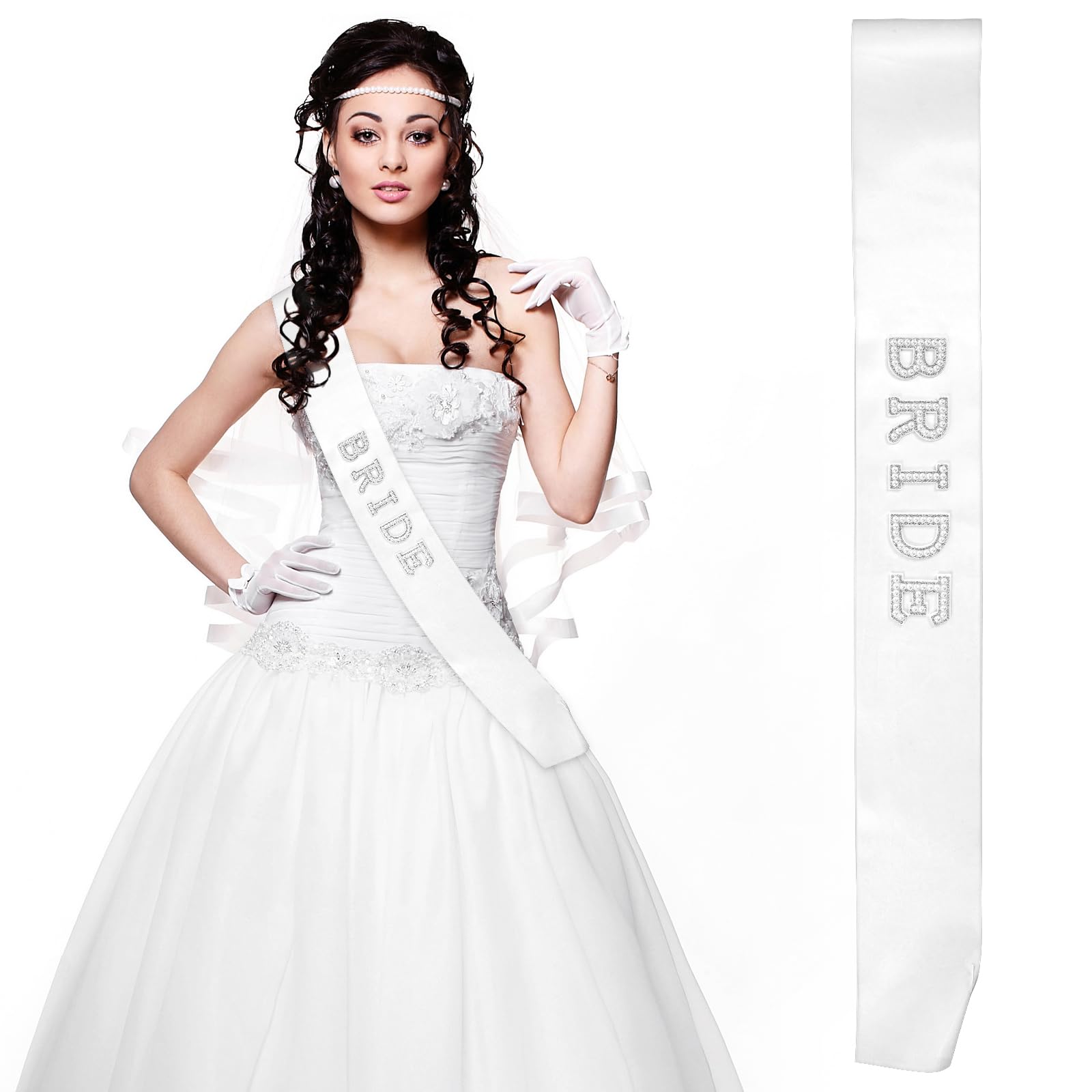 Fascia da Sposa in Perle Bianche, Cintura Sposa Regolabile per la Regalo Addio al Nubilato con Spilla Fascia Ideale Addio al Nubilato Decorazioni per Feste di Fidanzamento