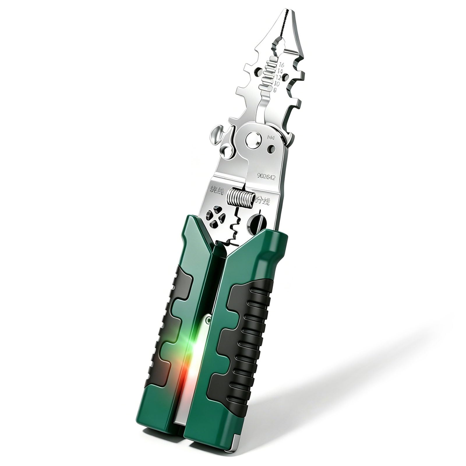 Hsioluted Electrician Pliers Featuring Voltages Tester Wire Cutter And Comfortable Grip Handle For Wire Stripping Testing Folding Stripper
