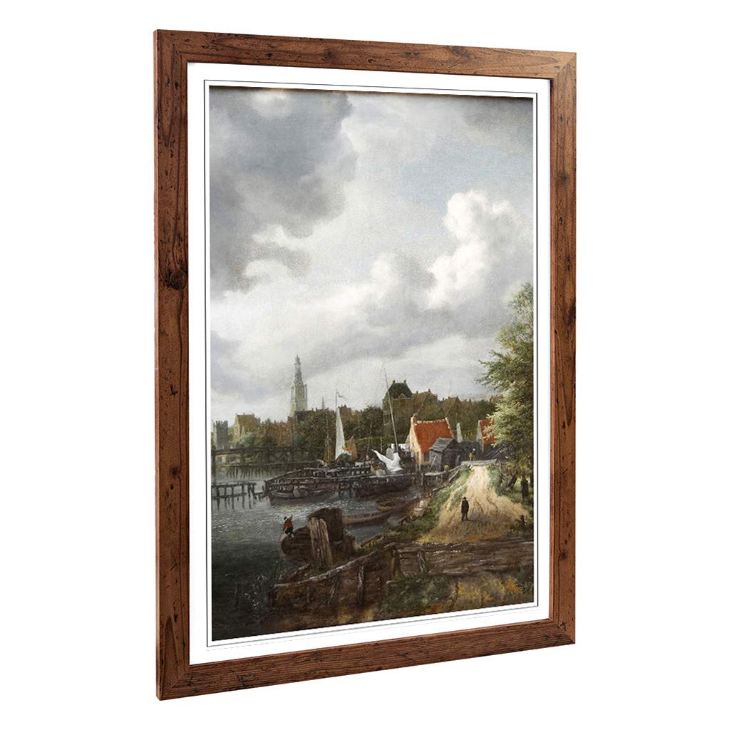 Big Box Art Framed Print of Jacob Ruisdael Amsterdam Landscape Design | Wall Art Picture | Home Decor for Kitchen, Living Room, Bedroom, Hallway, Walnut, A2 / 24.5x18 Inch / 62x45cm