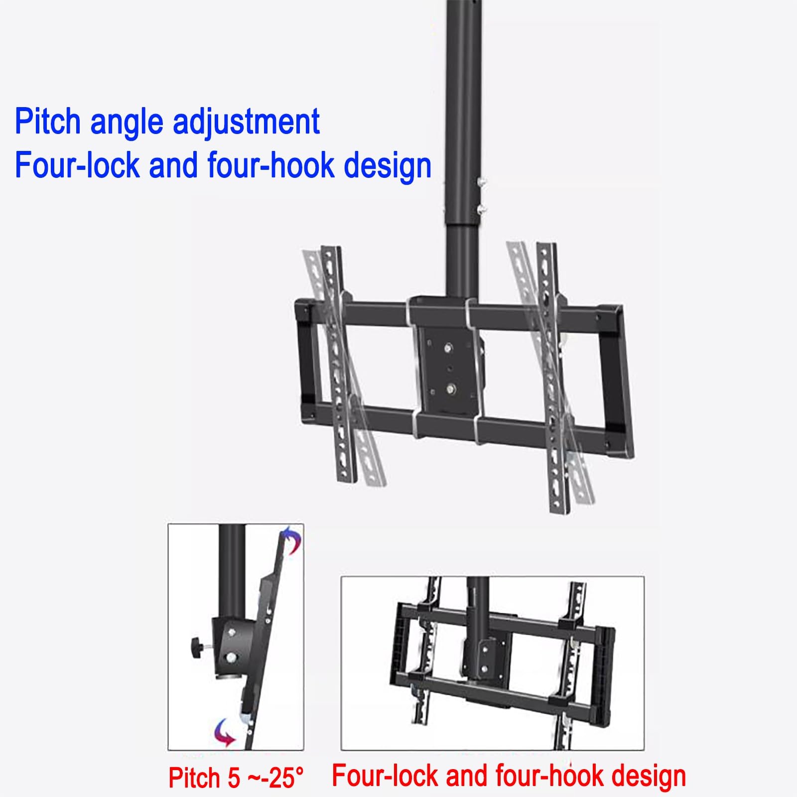 Supporto TV a soffitto - Supporto TV a Parete, Supporto TV Regolabile in Altezza, Adatto alla Maggior Parte dei televisori da 39 a 90 Pollici, Regolazione dell'ango,Cannot Rotate