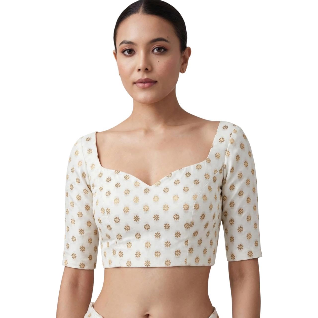 Fabrics and Stitch | White Gold Banarasi Brocade Blouse-picture-27