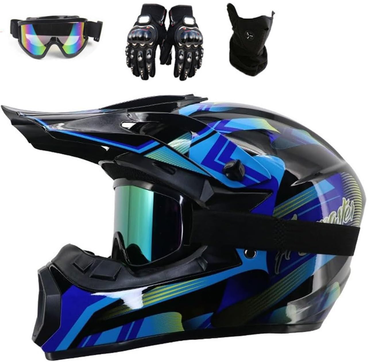 Youth Full Face Motocross Helmet, Unisex Off Road Street Motorbike Helmet