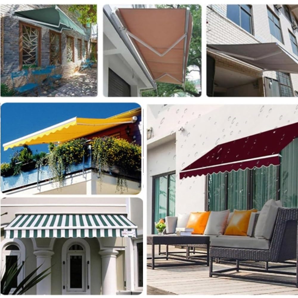 Toldo retráctil de tela de repuesto de 250 x 150 cm y 400 x 300 cm, de poliéster, para balcón y patio, material duradero para empresas y hogares (11 x 10 pies, 3,5 x 3 cm)