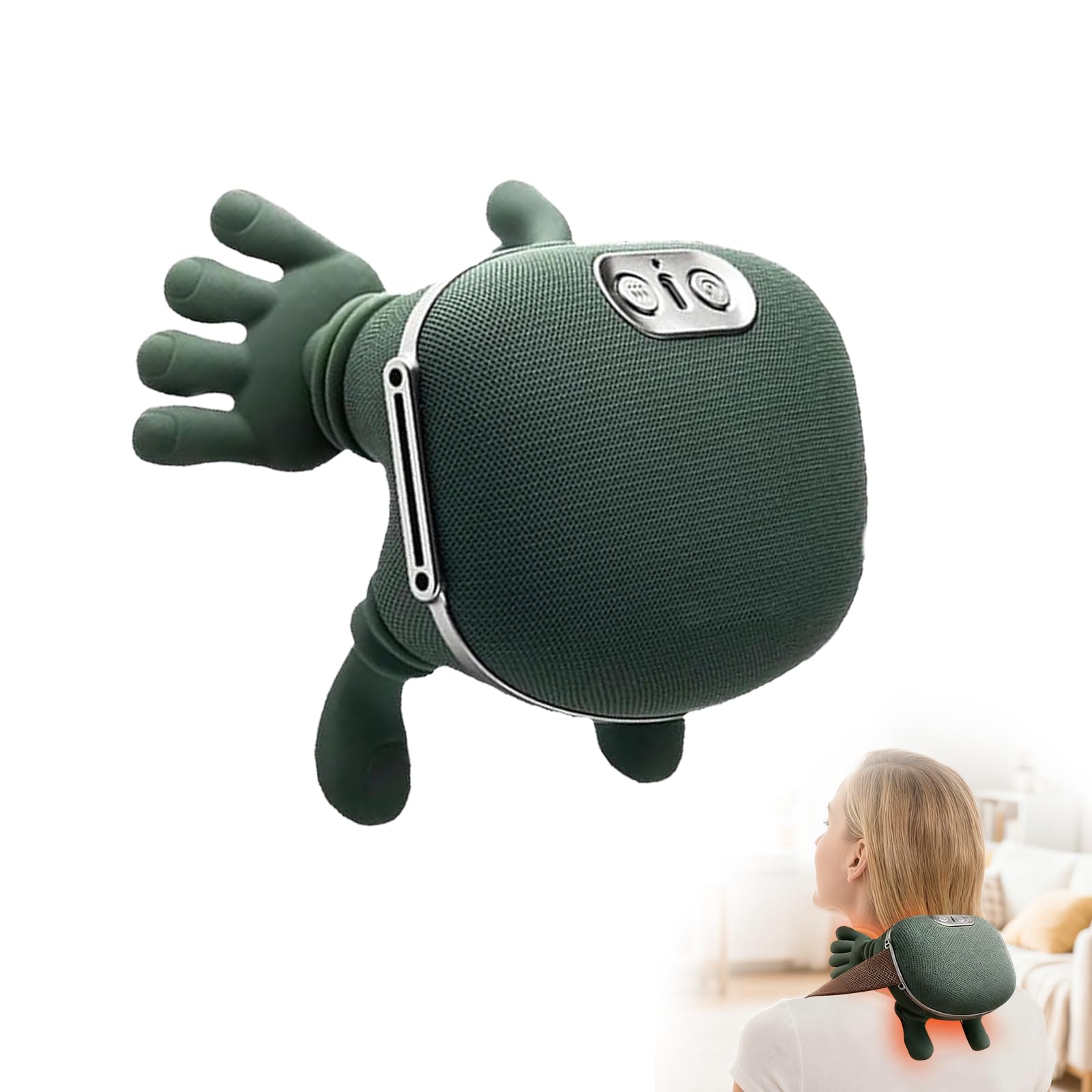 4D Shiatsu Nackenmassagegerät mit Wärmefunktion, Kabellos Schultermassagegerät, 3 Massagestufen, 2 Wärmestufen 40℃/45℃, Knetmassage für Nacken Schulter Rücken, für Büro Zuhause Reise (A)