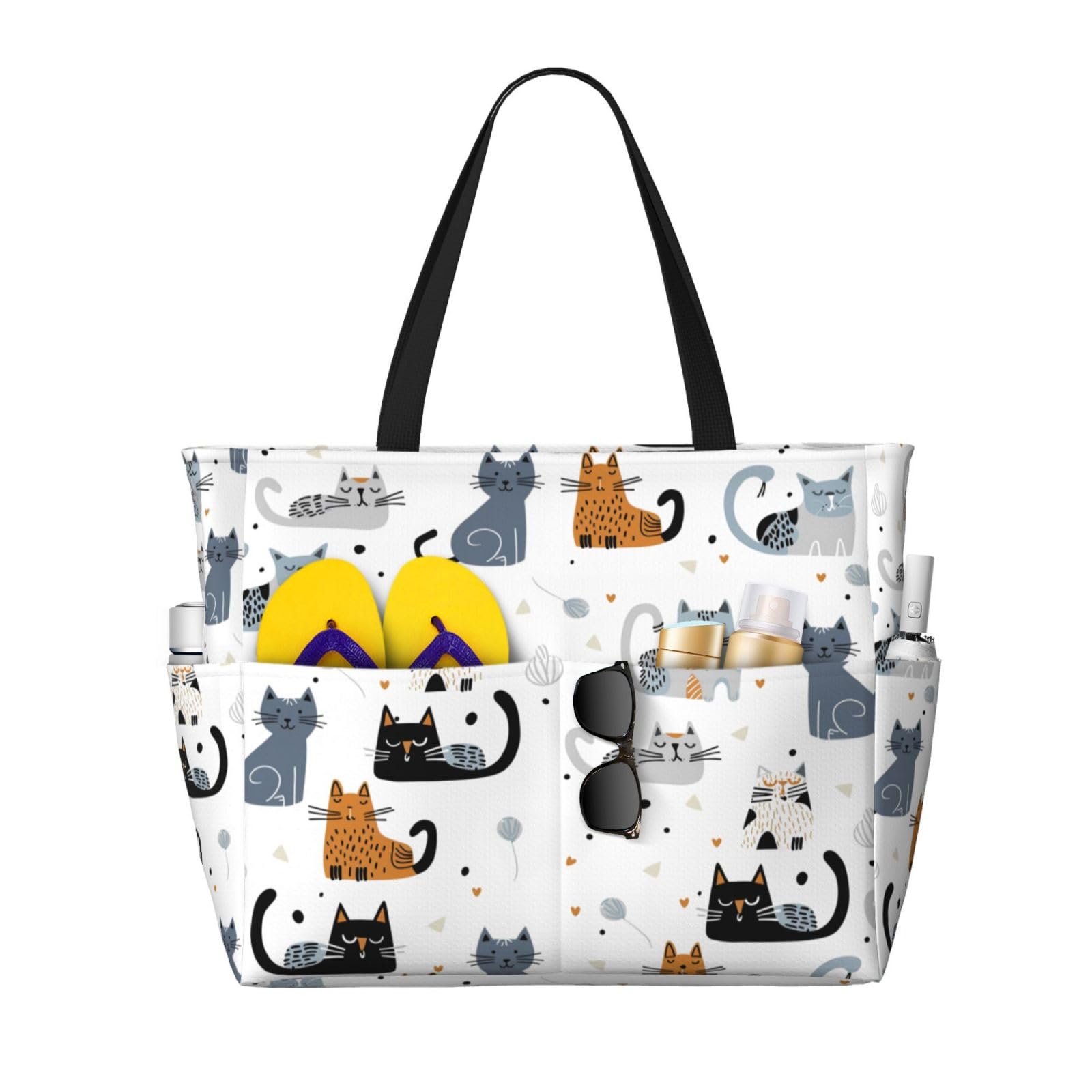 Owlfder Large Beach Bag for Women Waterproof Foldable Travel Shoulder Tote Bag with Pocket for Weekender Pool Vacation