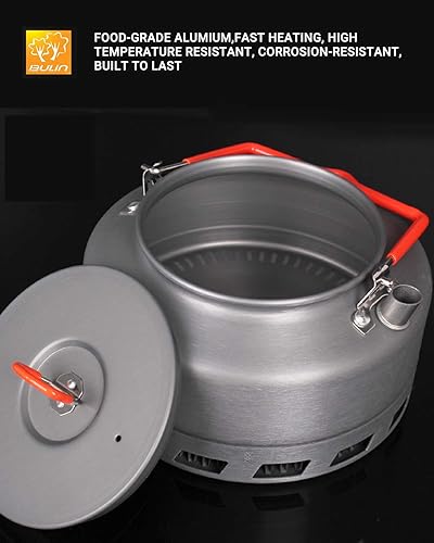 Miniatura 6 de Bulin Hervidor de camping de aleación de aluminio de 1,6 L abierto para fogata de café, tetera de calentamiento rápido, equipo al aire libre, ideal