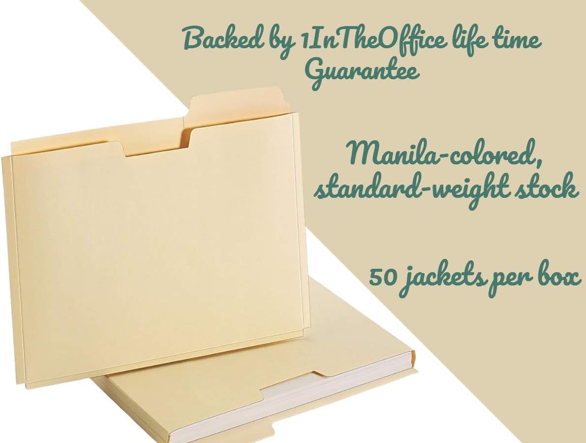 1InTheOffice Manila Expanding File Jacket, 1", Letter,"50 Pack" (1 Inch) : Office Products