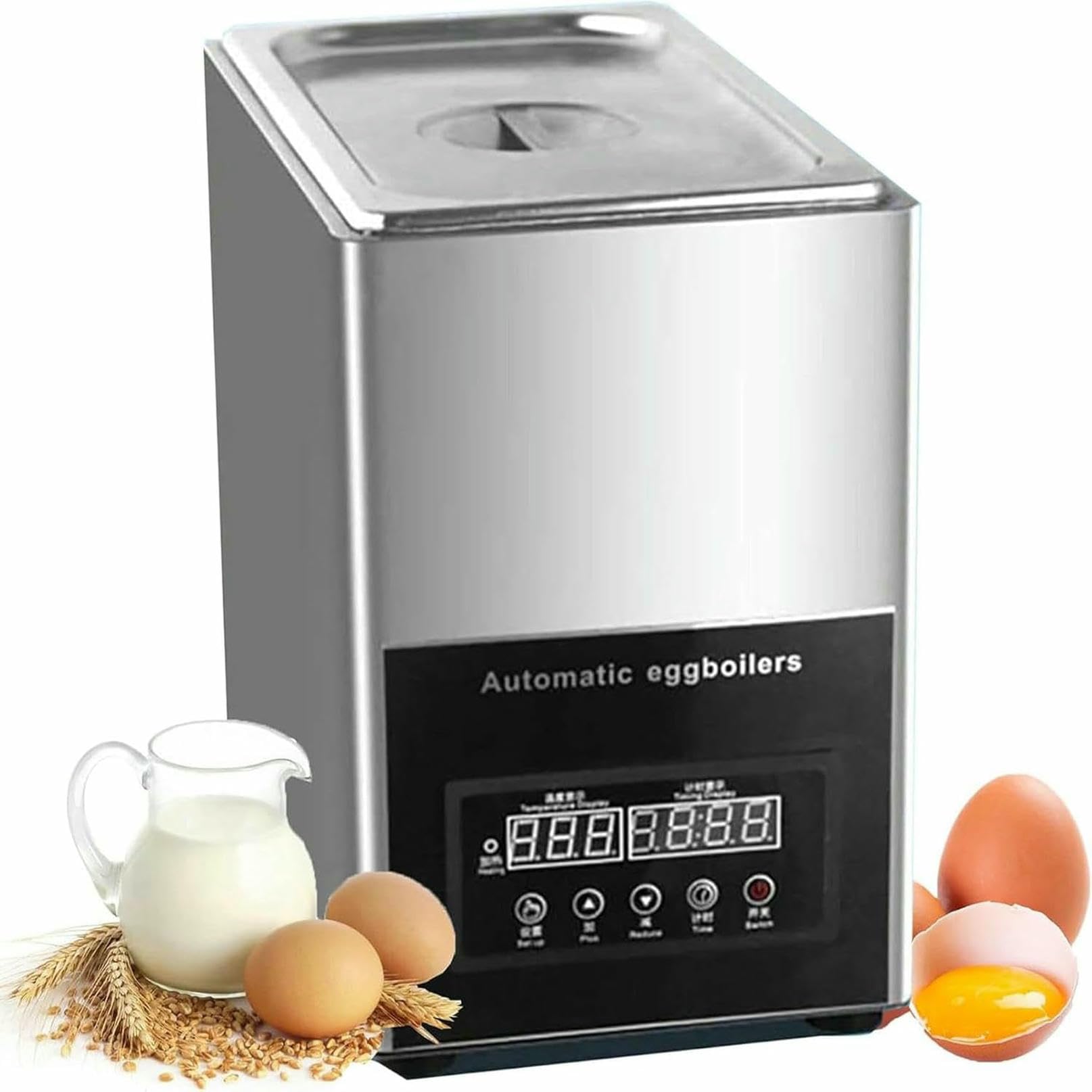 Cuociuova Elettrico in Acciaio Inox da 800 W, per cuocere in Camicia e frittate, capacità Extra Large per 50 Uova, spegnimento Automatico