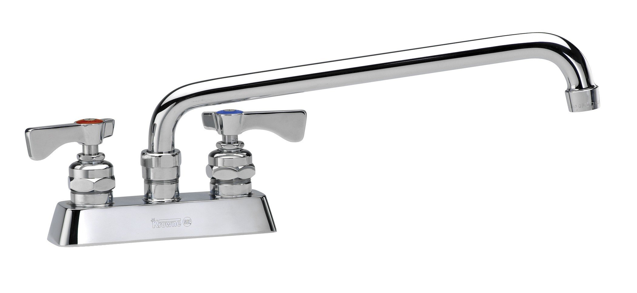 Deck Mount Faucet by Krowne – 18"L x 12"W x 2"H, Ceramic, Silver, Model 15-312L