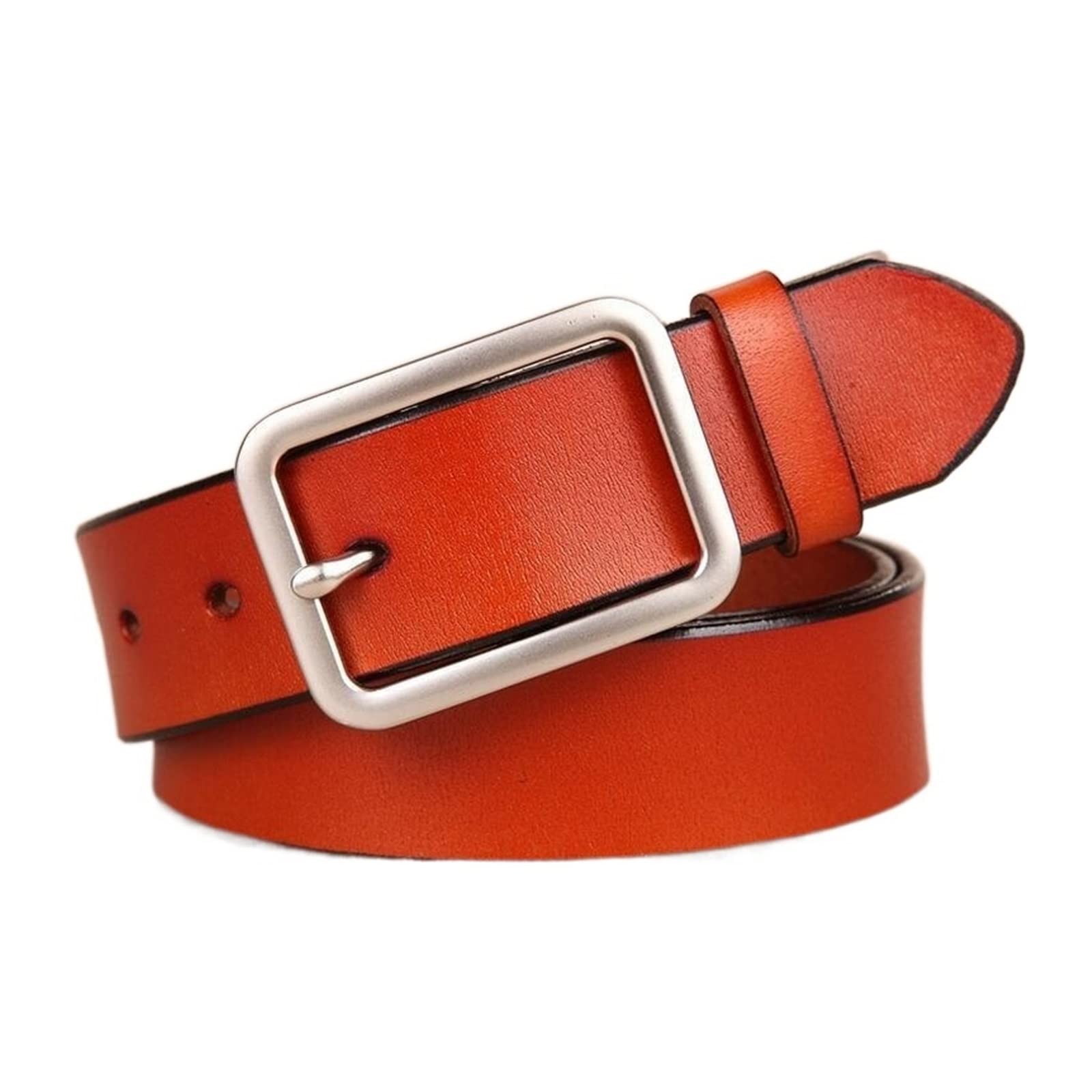 ZZSRJ Ceintures en Cuir Blanc for Ceintures for Femmes Ceinture à Boucle en métal argenté for Dames Jeans Wild Black Belt 37.40in (Belt Length : 105CM, Color : Brown)