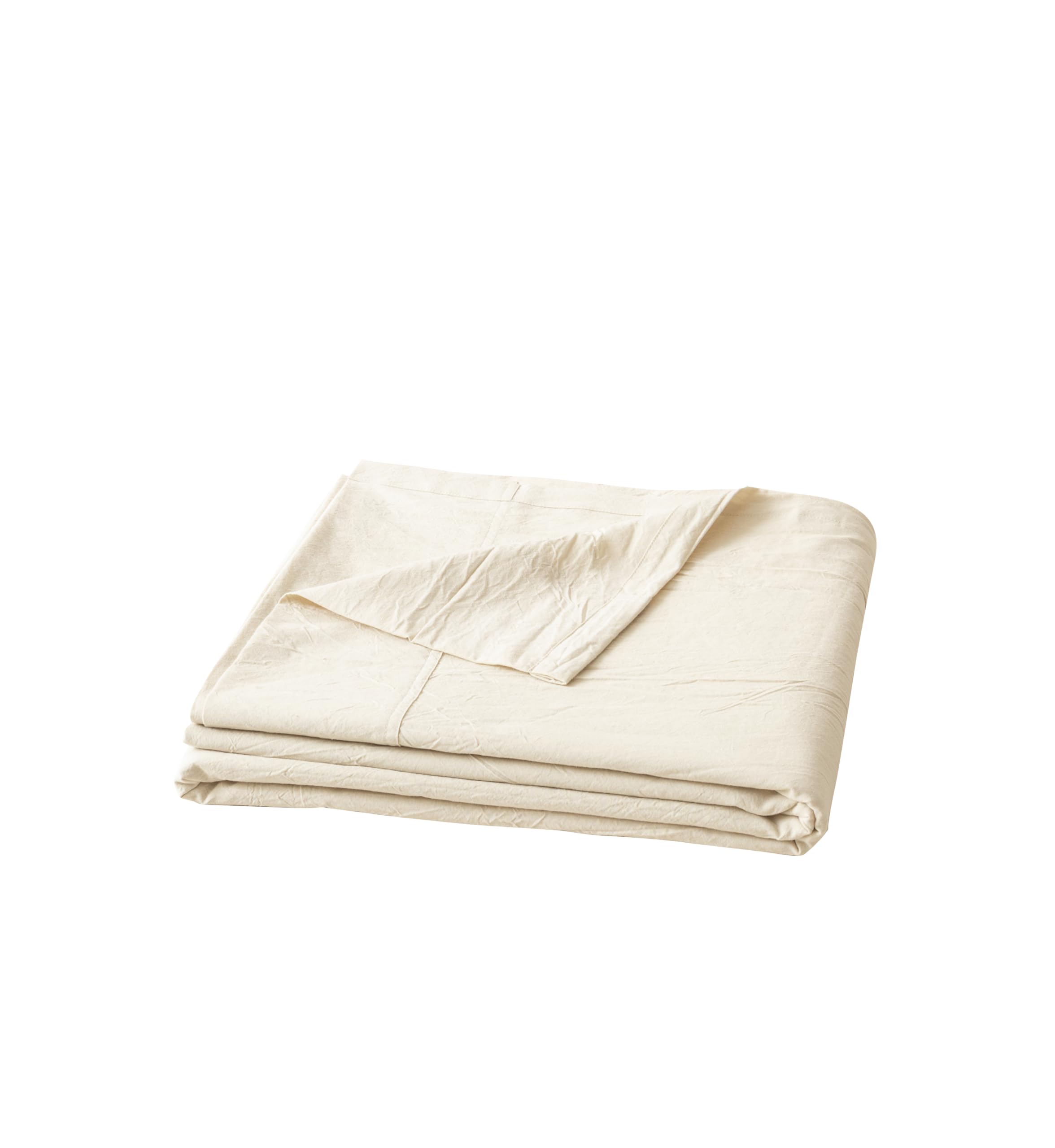 BESTOUCH Flat Sheet Only 100% Washed Cotton Linen Feel Wrinkle-Free, Fade-Resistant, Stain-Resistant, Bed Top Sheet, Solid Almond Milk Grey Queen