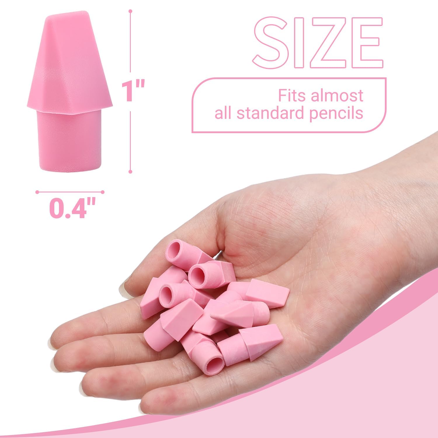 SIKAO Erasers, 125 Pack Pink Pencil Top Erasers for Kids Bulk Cute Pencil Erasers for Pencils Fun Pink Color - Image 3