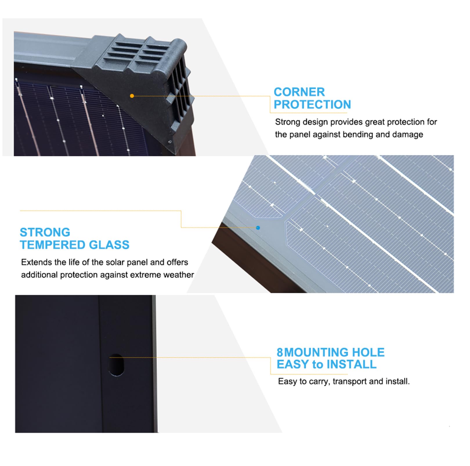 XINPUGUANG 100w 12v Pannello Solare fotovoltaico monocristallino modulo per camper, barca, auto, balcone, tetto, casa, giardino