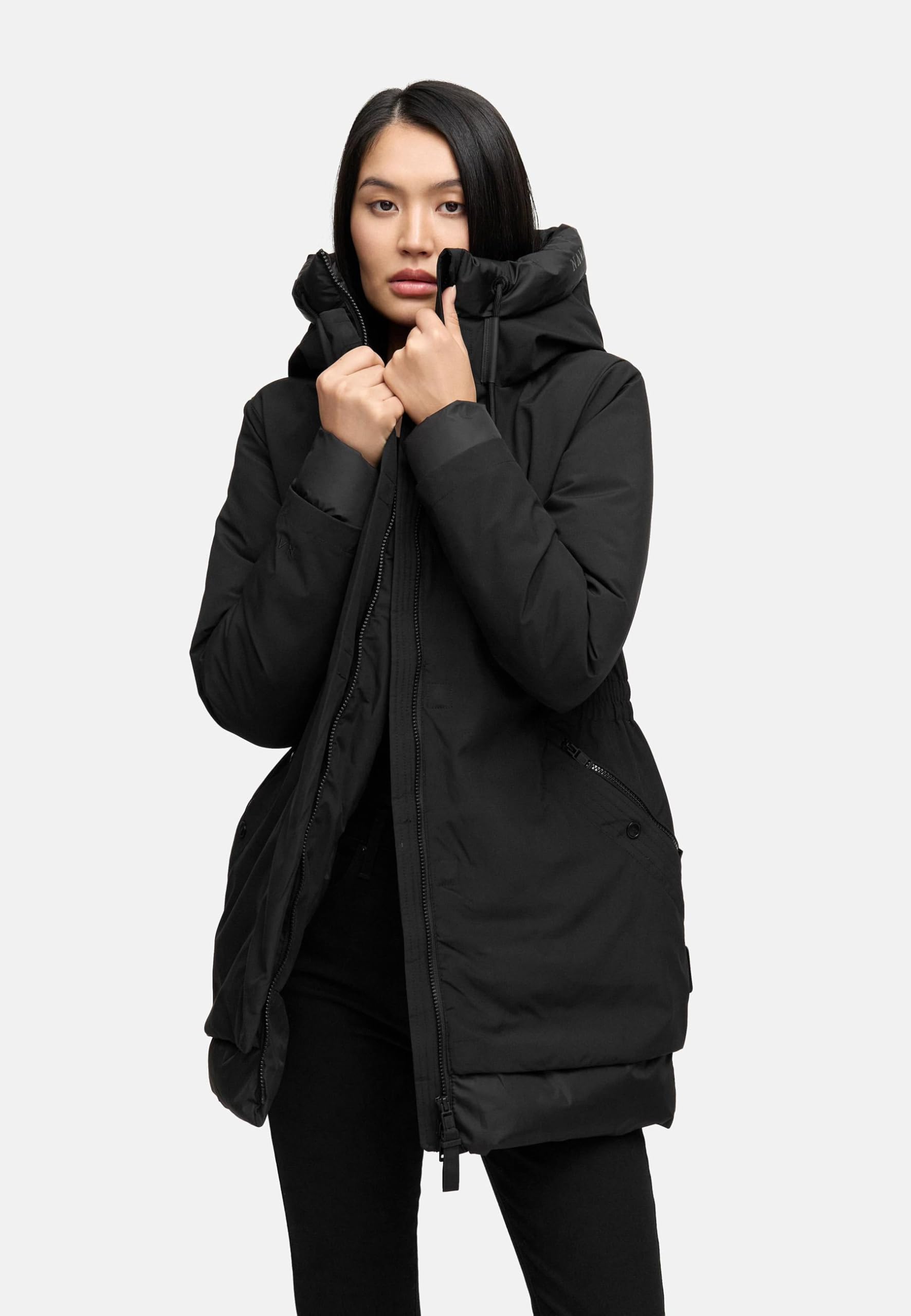 Navahoo Cappotto invernale da donna caldo parka con patta di copertura magnetica e cappuccio regolabile Principessa invernale 14 S-3XL