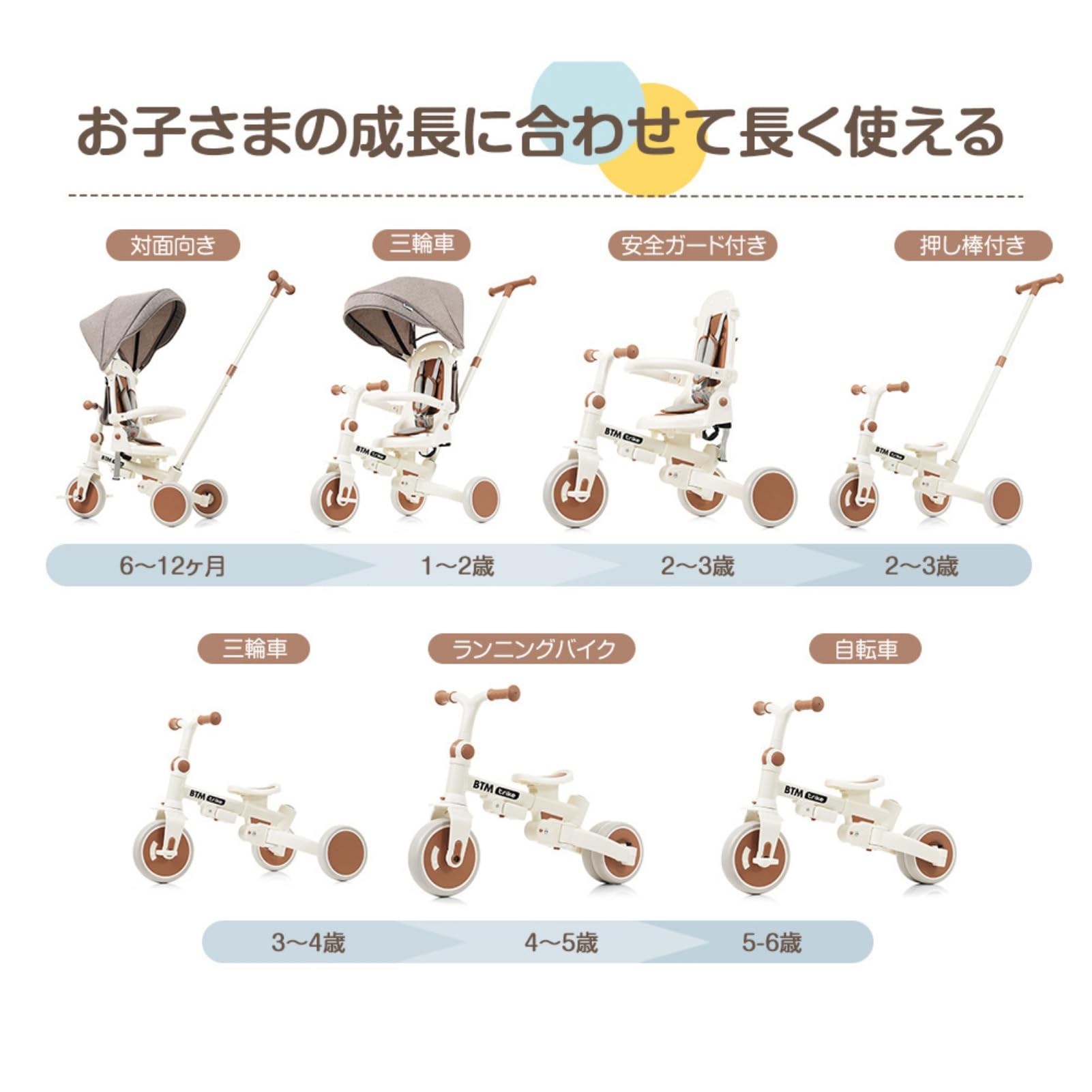 新品＊三輪車 手押し棒付き 7in1子供用 キッズバイク ベージュ 新品＊三輪車 手押し棒付き 7in1子供用 キッズバイク ベージュ