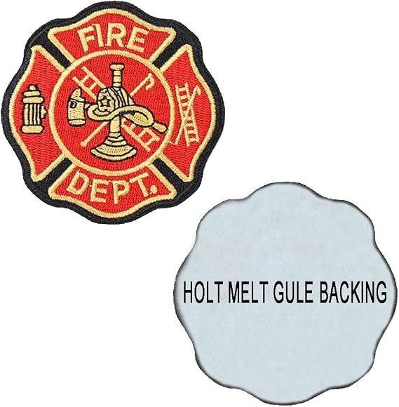 2 Pcs Fire Department Shield Cross Iron on Sew on Patch, Full Embroidered Fire and Rescue Iron on Morale Patch for Backpacks,Clothes,Jacket,Jeans,Cap,Unifrom,Biker Bag