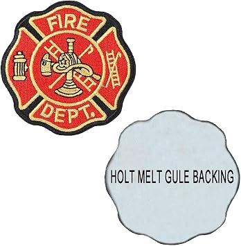 2 Pcs Fire Department Shield Cross Iron on Sew on Patch, Full Embroidered Fire and Rescue Iron on Morale Patch for Backpacks,Clothes,Jacket,Jeans,Cap,Unifrom,Biker Bag