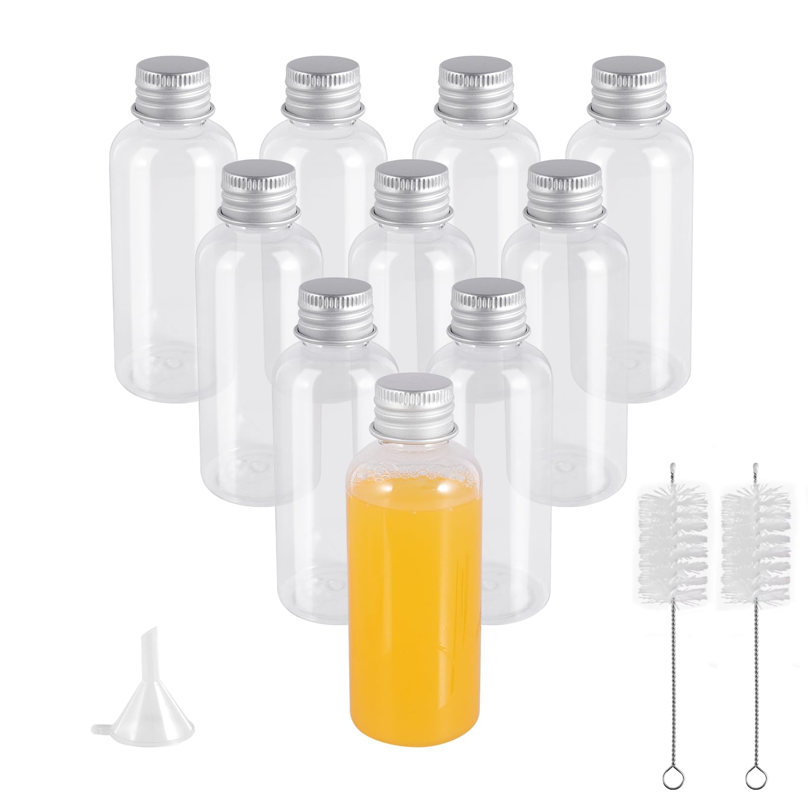 JOYSKY 60ml Small Shot Bottles with Lids 16PCS Mini Plastic Bottles Small Juice Bottle Reusable for Alcohol Juice