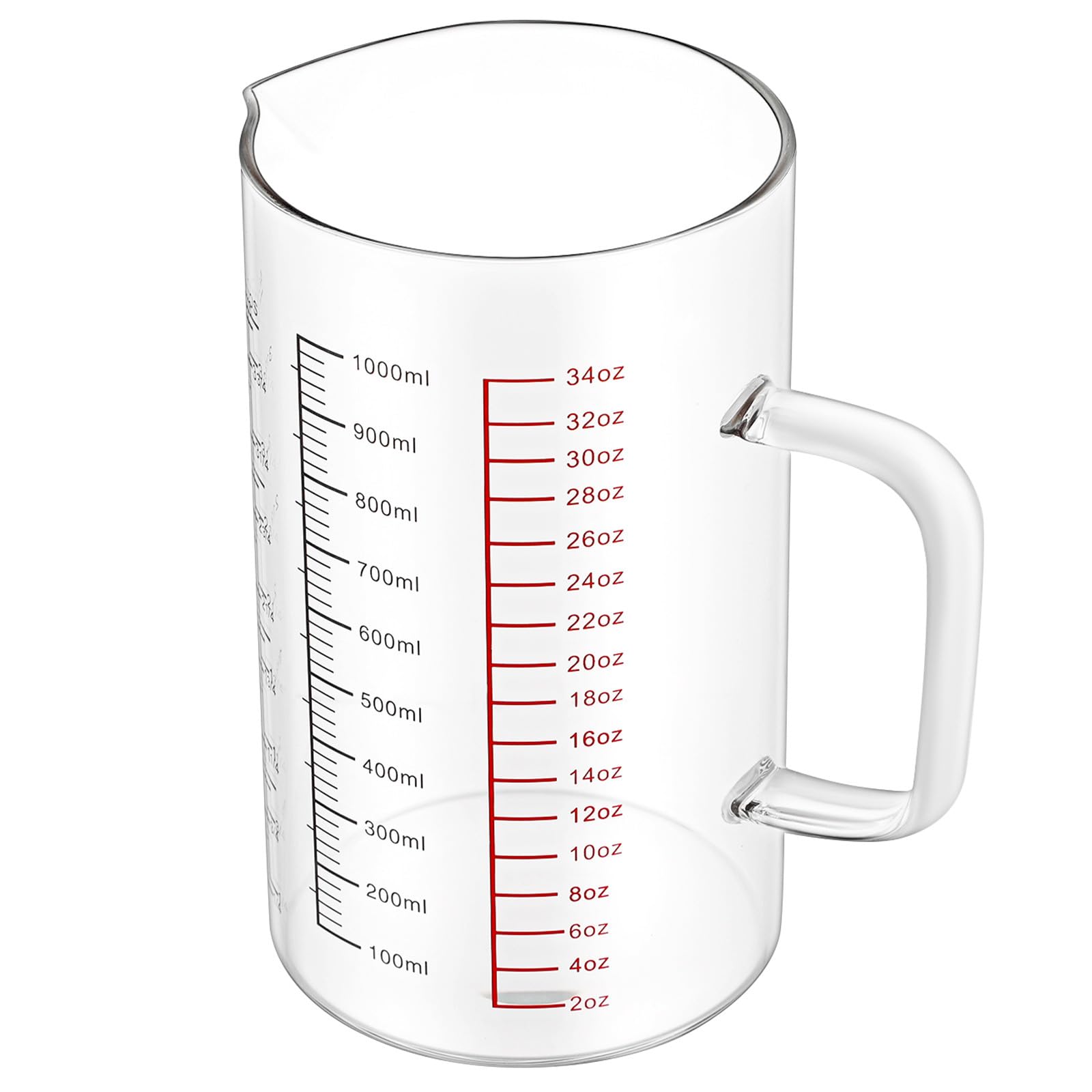 1 Liter Glas Messbecher aus Borosilikat mit Ausgießer für Küche