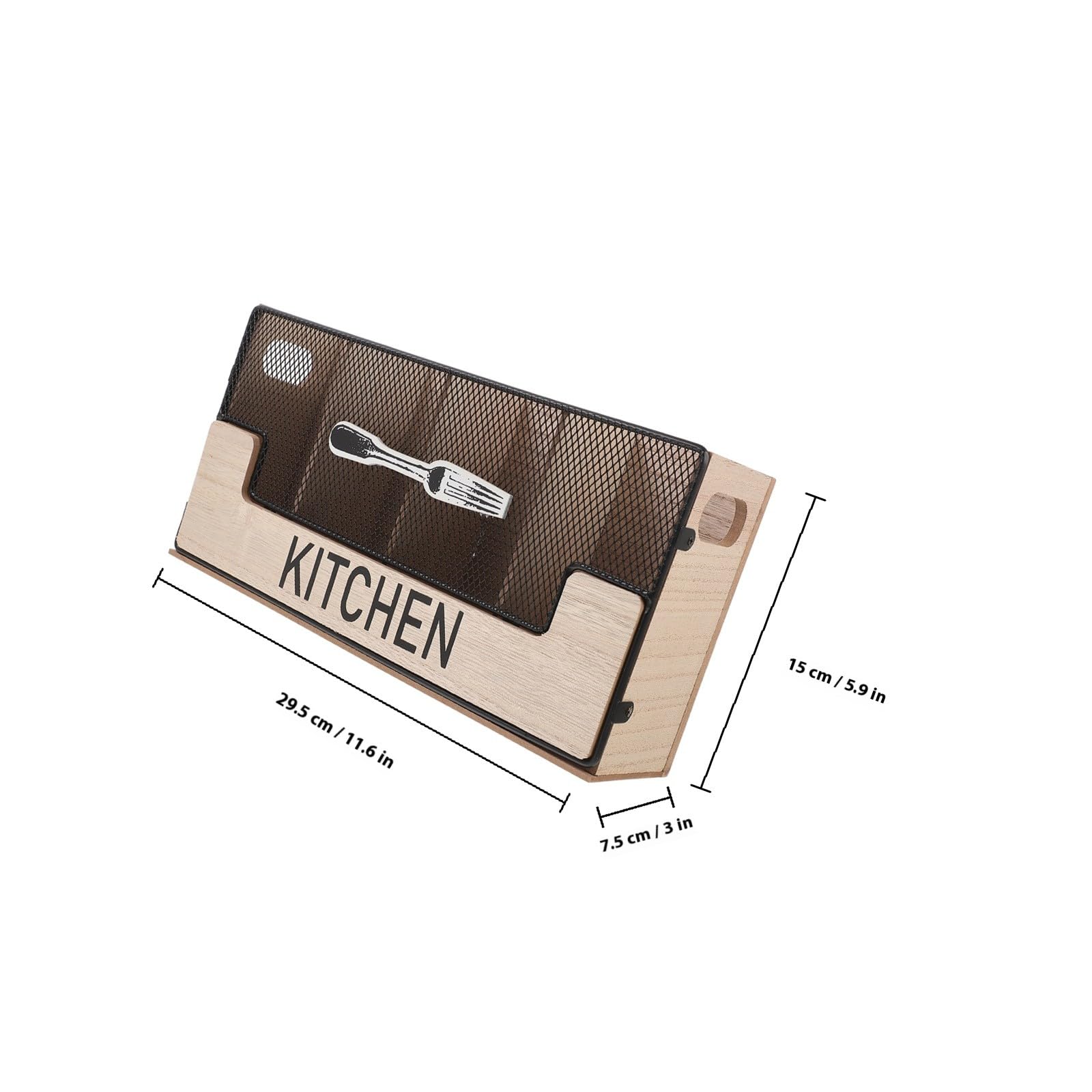 Porta Cubiertos de Madera de Gran Capacidad Compartimentos Múltiples , Caja Organizadora de Vajilla Diseño Rústico y Resistente para Encimeras de Cocina para Uso Diario