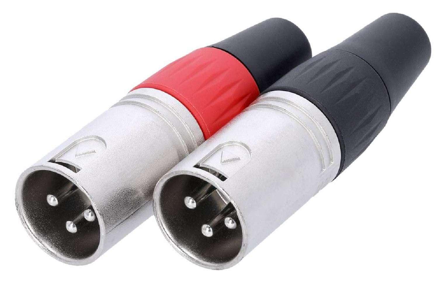Adam Hall 10 SETs Connectors XLR 3 pol Mikrofon Kabel Stecker male + Kupplung female in ROT + SCHWARZ, versilbert 3 Star Serie