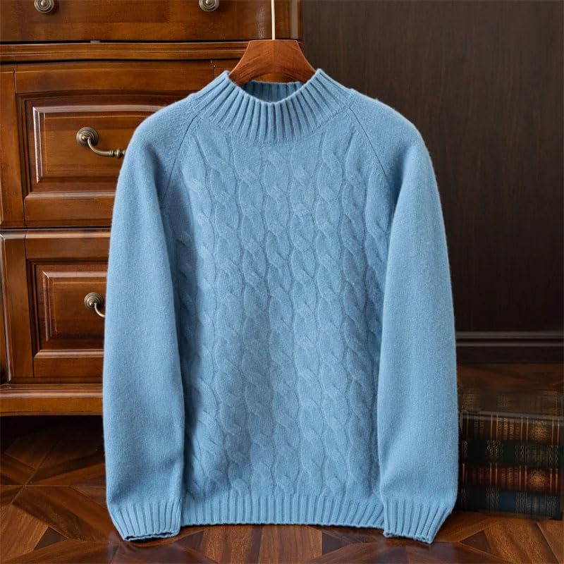 Dninmim Men's Cashmere Sweater Thick Twisted Flower Pullover Sweater Round Neck Comfortable Loose Jumper4
