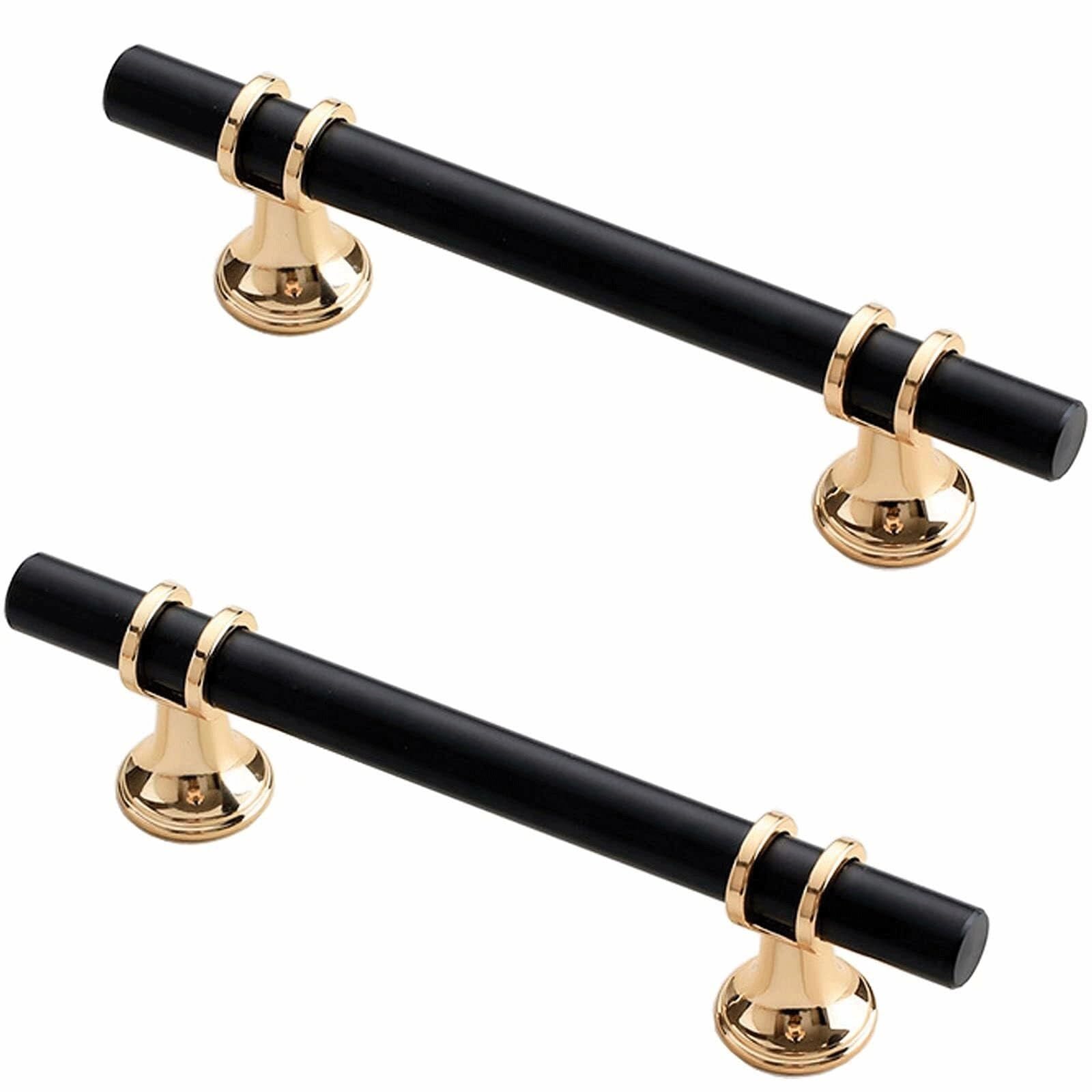 Lcanallyms Black Kitchen Cabinet Handles, 2Pcs Kitchen Cabinet Pulls, Zinc Alloy Drawer Handles Modern Furniture Hardware Knobs Door For Closet Cupboard Wardrobe(,128 Mm)
